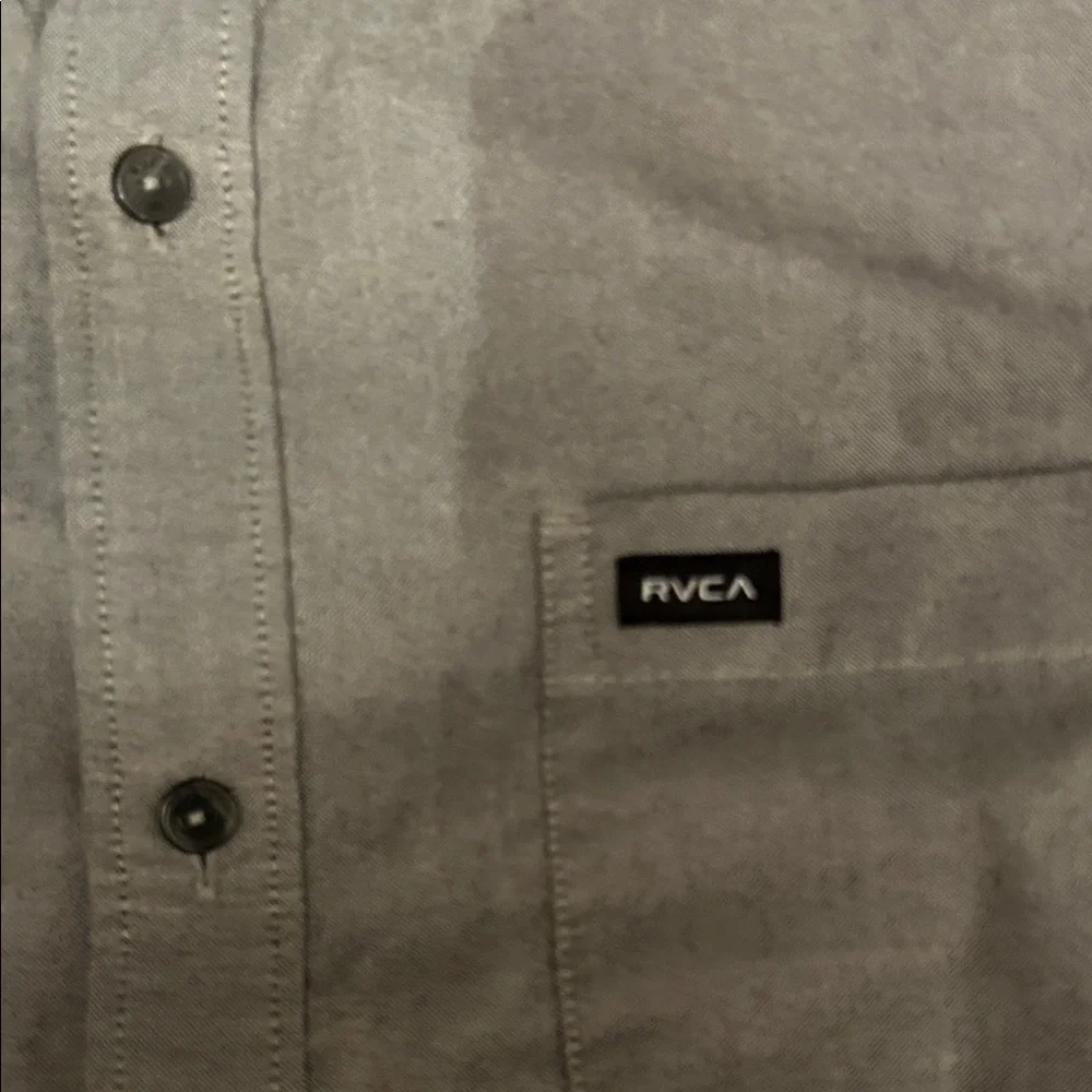 RVCA Men's Charcoal Button-Down Shirt - Picture 2 of 5